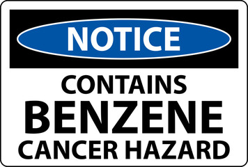 Notice Contains Benzene Sign On White Background