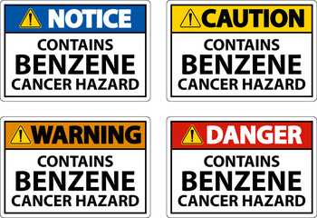 Caution Contains Benzene Sign On White Background