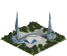 Futuristic Architecture for a 3D Game - 552414413