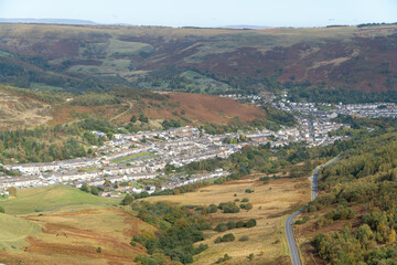 Naklejka premium View from the mountain of the Rhondda Valley