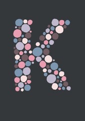 Festive font with dots. Balls, dots, bubbles, balls, confetti.