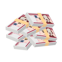 Cuban Peso Vector Illustration. Cuba money set bundle banknotes. Paper money 100 CUP. Flat style. Isolated on white background. Simple minimal design.