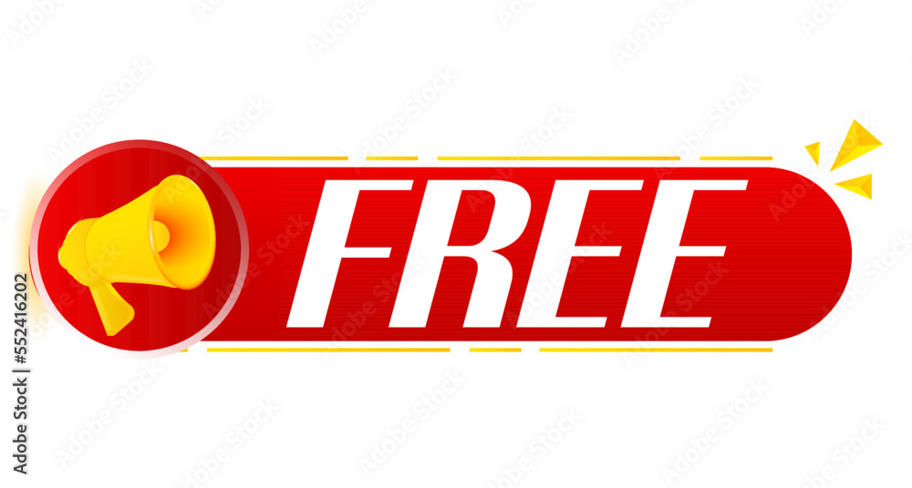 Poster Megaphone with free on white background. Megaphone banner. Web design. Vector