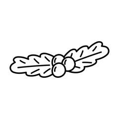 Obraz premium Single hand drawn line Holly branch with berries for New Year and Christmas greeting cards, posters, stickers and seasonal design.