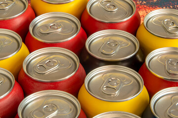 Calorie soda cans for conceptual use representing that of calorie intake