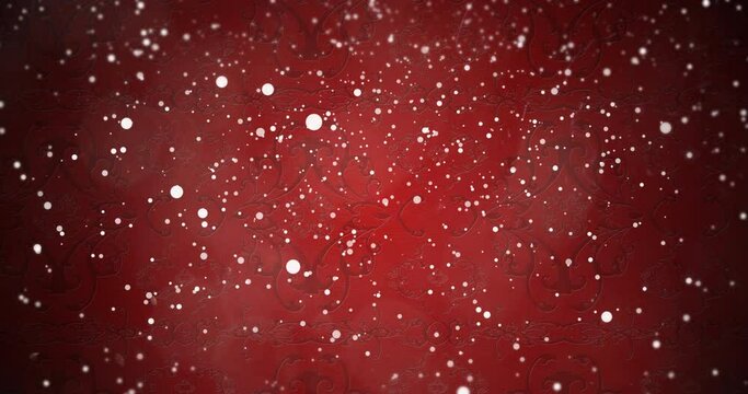 Animation of snow falling over red background