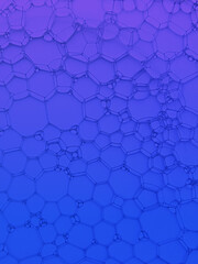Naklejka premium Bubbles on the blue and violet background. Transparent irregular bubbles with sharp edges in the water.