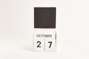 Calendar with the date October 27 and a place for designers. Illustration for an event of a certain date.