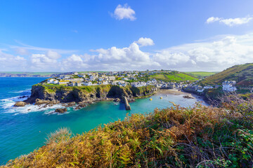Fototapeta premium Village, port and bay in Port Isaac