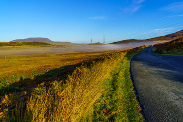 Foggy morning landscape, in Snowdonia National Park
