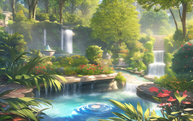 Fototapeta premium anime style babylon paradise ancient landscape