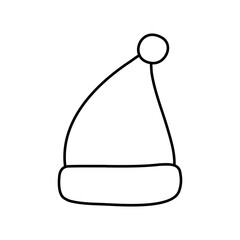 Doodle of Santa Claus hat. Red Santa Claus hat. 