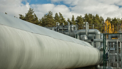 Obraz premium pipeline, metal pipes in the photo close-up