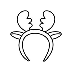 Headband with deer horns. Christmas reindeer rim, head decor accessory for party, holiday or carnival celebration cartoon vector illustration