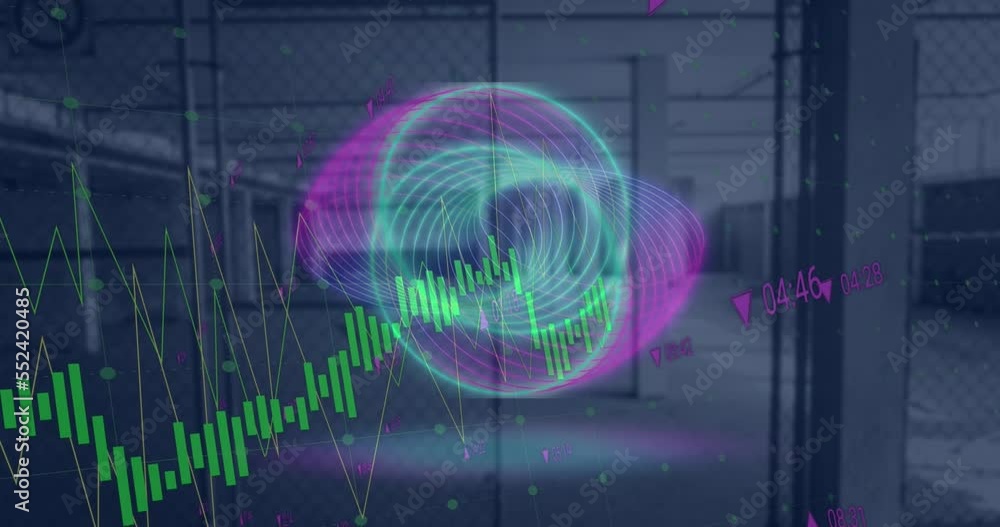 Poster animation of data processing over shapes