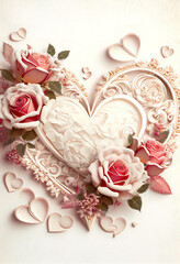 Hintergrund Herz und Rosen Illustration, für Valentinstag, Hochzeiten, Verlobung, Muttertag