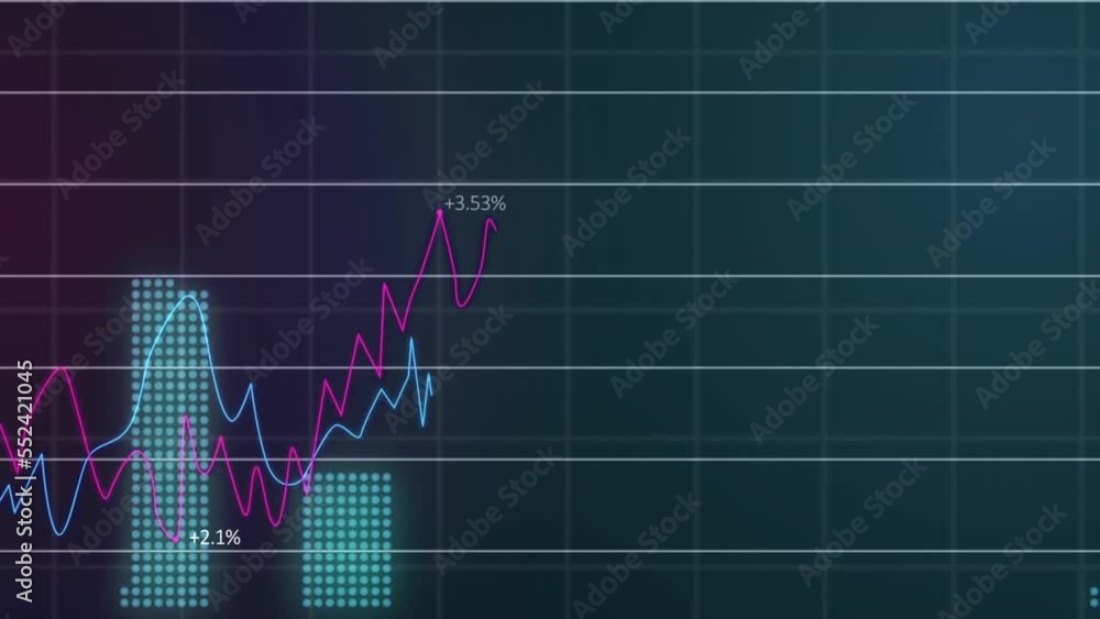 Poster animation of graphs with increasing numbers over grid pattern against blue background