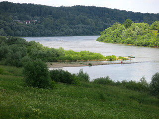 summer panorama of the Russian Oka river on a sunny day