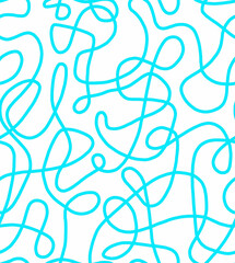 Abstract doodle drawing with blue lines on a white background.Seamless pattern.	