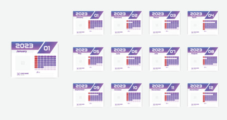 Set of 2023 Calendar Planner Template with Place for Photo and Company Logo