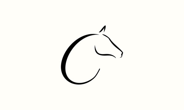 line art horse initial logo