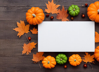Blank thanksgiving/halloween border with white paper in the middle