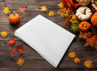 Blank thanksgiving/halloween border with white paper in the middle