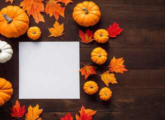 Blank thanksgiving/halloween border with white paper in the middle