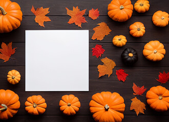 Blank thanksgiving/halloween border with white paper in the middle