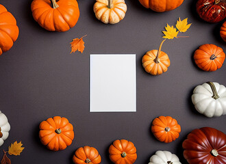 Blank thanksgiving/halloween border with white paper in the middle