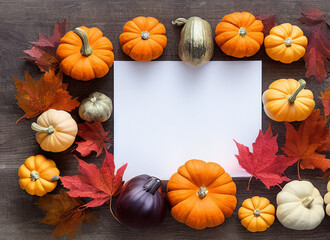 Blank thanksgiving/halloween border with white paper in the middle