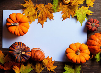 Blank thanksgiving/halloween border with white paper in the middle