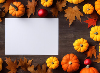 Blank thanksgiving/halloween border with white paper in the middle