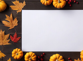 Blank thanksgiving/halloween border with white paper in the middle