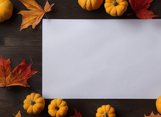Blank thanksgiving/halloween border with white paper in the middle