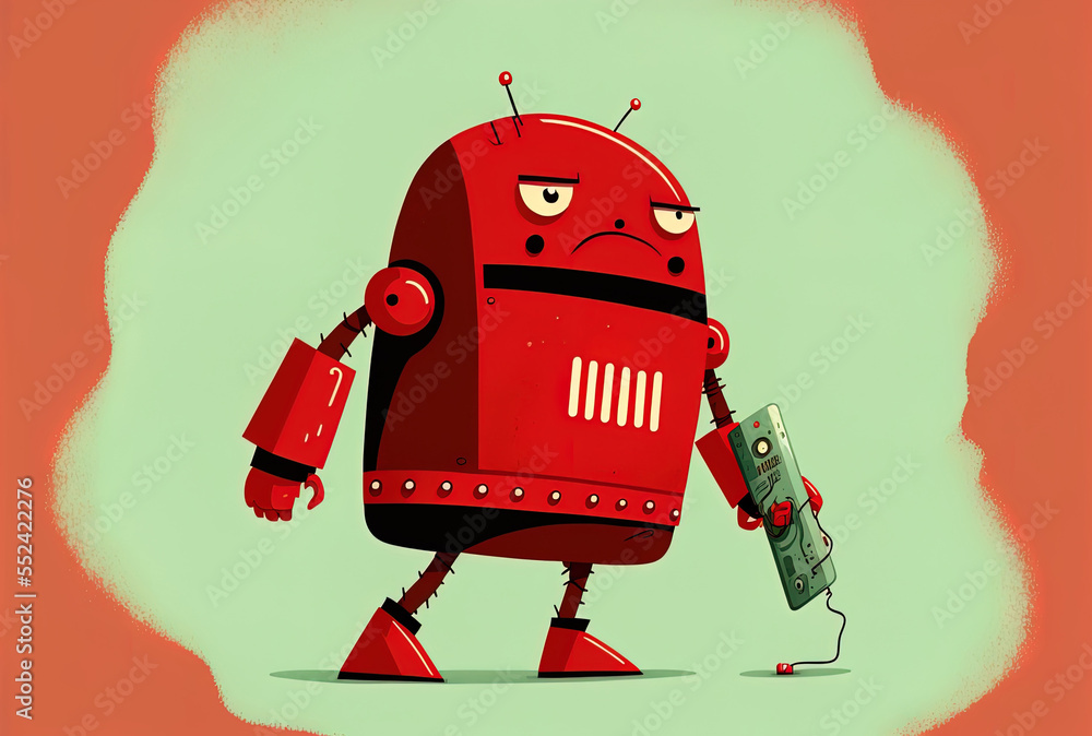 Aufkleber concept of leadership with the disobedient red android robot stan. generative ai