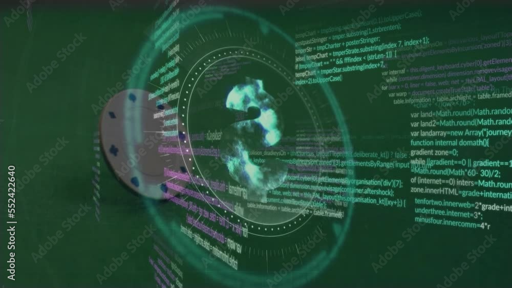Poster animation of data processing over dollar symbol and chip