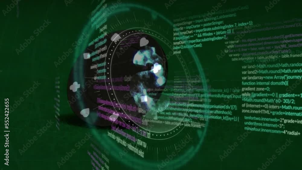 Poster animation of data processing over dollar symbol and chip