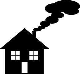 Little house vector smoke from chimney pollution
