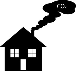 Little house vector smoke from chimney pollution CO2