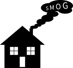 Little house vector smoke from chimney pollution SMOG