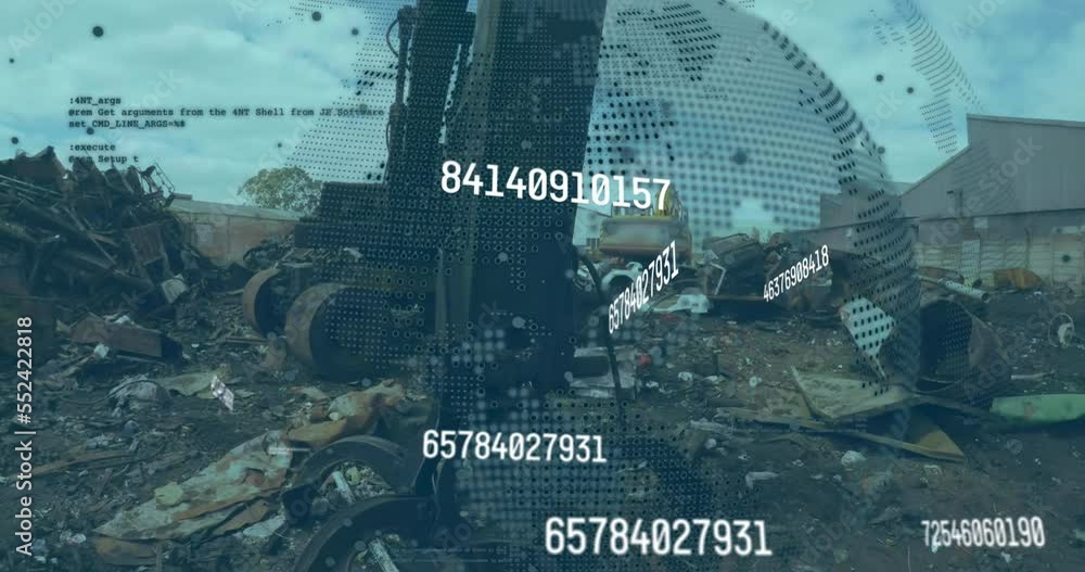 Poster animation of data processing over rubbish dump
