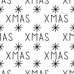 Cute lettering of New Year and Xmas pattern in dodle Design for winter decoration interior, print posters, greeting card, business banner, wrapping. 