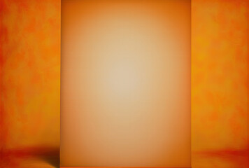 Vertical orange painted canvas studio backdrop with a gentle gradient background and soft vignette. Generative AI