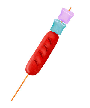 Filipino hotdog smooth cool colors marshmallow stick
