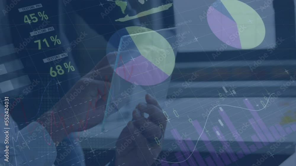 Poster animation of network of connections over hands using tablet