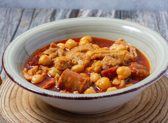 Close-up of a typical Madrid tripe dish. Winter comfort food. (Callos a la madrileña)