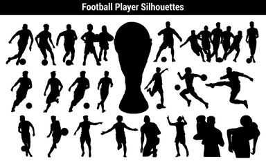 Silhouettes of football, soccer players