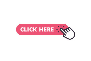 Click here on the red button with the arrow pointer. Flat hand cursor vector icon. Click here for website links.