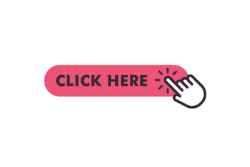 Click here on the red button with the arrow pointer. Flat hand cursor vector icon. Click here for website links.